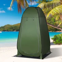 Outsunny Cort de Duș pentru Camping și Plajă cu Ușă cu Fermoar și Geantă de Transport, 126x124x189 cm, Verde Închis(m-10)