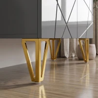 HOMCOM Modern Luxe High Gloss Sideboard, with Hairpin Legs - Grey(m-10)