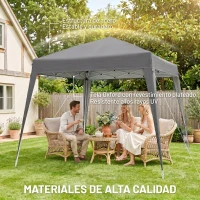 Outsunny Carpa Plegable 2,4x2,4 m, Pop-up, Cenador Pabellón de Jardín, Altura Ajustable con Bolsa de Transporte, Anti-UV, Impermeable, Gazebo para Camping, Fiestas, Exterior, Gris(m-4)