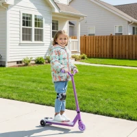 AIYAPLAY Electric Scooter for Kids Aged 4-7 Years, with Flashing LED Lights, Rear Auxiliary Wheels, Purple(m-2)