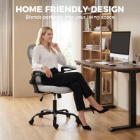 HOMCOM Chaise Bureau Ergonomique, Fauteuil de Bureau Maille, Accoudoirs Relevables, Hauteur Réglable, Fonction Bascule, Gris(m-8)