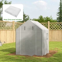 Outsunny Cubierta de Repuesto para Invernadero 140x143x190cm con Ventana Puerta Enrollable Anti-UV para Plantas Jardín Blanco(m-10)