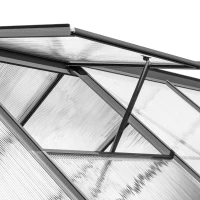 Outsunny Serre de jardin en aluminium polycarbonate avec fondation, serre avec fenêtre réglable porte coulissante 190x375x199cm(m-10)