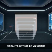 HOMCOM Ecran Proiecție 100" Reglabil cu Montare pe Tavan și Perete, Format 4:3, 203x152cm, Alb și Negru(m-7)
