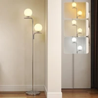 HOMCOM LED Floor Lamp, Modern Standing Lamp with 3 Colour Temperatures, Globe Glass Shades and Foot Switch, Silver Tone(m-2)