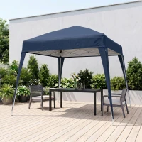 Outsunny Carpa Plegable 2,4x2,4 m, Pop-up, Cenador Pabellón de Jardín, Altura Ajustable con Bolsa de Transporte, Anti-UV, Impermeable, Gazebo para Camping, Fiestas, Exterior, Azul(m-8)