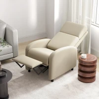 HOMCOM Fauteuil Relax Inclinable jusqu'à 160° Manuellement avec Repose-Pieds Intégré, Charge Max. 120kg, Grand Confort, Crème(m-12)