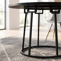 HOMCOM Dining Table Space Saving Kitchen Table Spliced Tabletop Conical Metal Base 120 cm Round Black(m-12)