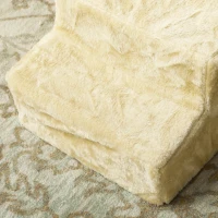 PawHut Escalera para Perros de 3 Peldaños con Funda Extraíble y Lavable Rampa para Perros para Cama Sofá 46x35x35 cm Beige(m-9)