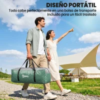 Outsunny Tienda de Acampada para 5-6 Personas Impermeable 3000mm+ con Bolsa de Transporte y Gancho 455x220x180 cm Verde(m-7)