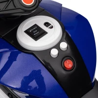HOMCOM Moto électrique enfants 3 roues 6 V, voiture électrique enfants 3 à 5 ans, effets lumineux et sonores, 86x42x52cm, bleu(m-10)