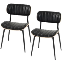 HOMCOM Set 2 sedie da pranzo in PU con schienale curvo e seduta imbottita, nero(m-12)