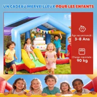 AIYAPLAY Château gonflable 4 en 1, aire de jeux avec souffleur, toboggan, piscine à balles, jeu de lancer d'anneaux, multicolore(m-9)