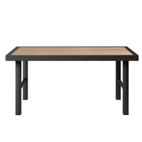 Outsunny Metal Garden Coffee Table, Outdoor Side Table with SPC Woodgrain Tabletop for Outside, Garden, Balcony, Porch, 100 x 53 x 46cm, Brown(m-13)