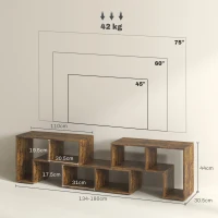 HOMCOM TV Stand for TVs up to 75 Inches, Free Combination TV Unit with Storage Shelves, Extendable Entertainment Centre for Living Room, Rustic Brown(m-3)