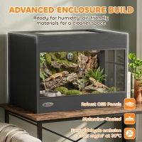 PawHut Reptile Terrarium, Reptile Vivarium with  Glass Doors, Secure Lock, Top Ventilation for Snake, Gecko, 60x45x45cm, Black(m-4)
