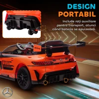 AIYAPLAY Mașină Electrică Copii 3-8 Ani Mercedes-AMG 12V cu Telecomandă, Faruri LED, Roți de Transport, Portocaliu(m-6)