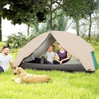 Outsunny Tenda da Campeggio 2 Posti con 2 Vestiboli, 2 Porte, 2 Finestre e Borsa di Trasporto, 2.8x2.25x1.1 cm, Beige(m-9)