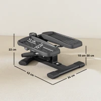 SPORTNOW Stepper Twister 2 în 1 cu Monitor LCD, Pedale Mari și Antiderapante, Capacitate 100 kg, Negru(m-3)