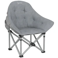 Outsunny Chaise de camping pliante portable et légère avec siège rembourré, poches latérales et sac de transport, gris foncé(m-1)