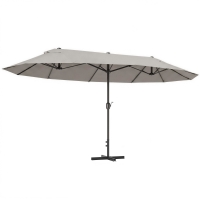 Outsunny Parasol XXL 4,6m Acier Polyester Café avec Pied Croix