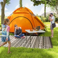 Outsunny Tavolo da Campeggio Pieghevole con 2 Altezze Regolabili in HDPE e Metallo, 86x86x74 cm, Bianco(m-10)