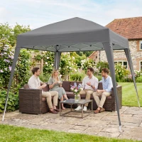 Outsunny Carpa Plegable 2,4x2,4 m, Pop-up, Cenador Pabellón de Jardín, Altura Ajustable con Bolsa de Transporte, Anti-UV, Impermeable, Gazebo para Camping, Fiestas, Exterior, Gris(m-2)