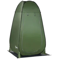 Outsunny Cort de Duș pentru Camping și Plajă cu Ușă cu Fermoar și Geantă de Transport, 126x124x189 cm, Verde Închis(m-1)