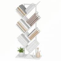 HOMCOM Bibliothèque Arbre à 7 Niveaux, Meuble de Rangement Industriel avec Cadre en Acier, 50x24x109cm, Blanc(m-13)