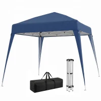 Outsunny Carpa Plegable 2,4x2,4 m, Pop-up, Cenador Pabellón de Jardín, Altura Ajustable con Bolsa de Transporte, Anti-UV, Impermeable, Gazebo para Camping, Fiestas, Exterior, Azul(m-1)