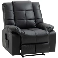 HOMCOM Fotoliu Relax cu 8 Puncte de Masaj și Reclinare la 165° din Piele Ecologică, Negru(m-1)