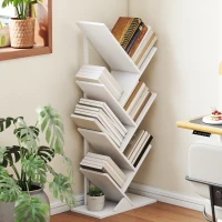 HOMCOM Bibliothèque Arbre à 7 Niveaux, Meuble de Rangement Industriel avec Cadre en Acier, 50x24x109cm, Blanc(m-2)