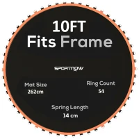 SPORTNOW Trampoline Replacement Mat with Spring Pull Tool, 54 V-Hooks, for 10ft Trampoline using 14cm Springs, Orange(m-1)