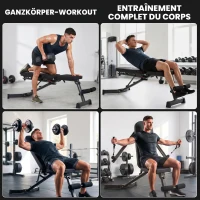 SPORTNOW Bancă Reglabilă cu Benzi de Rezistență, Pliabilă, Înclinată/Declinată/Orizontală(m-4)