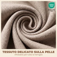 HOMCOM Set di 2 Sedie da Pranzo in Tessuto Effetto Lino e Legno di Caucciù, Seduta Imbottita, Schienale Curvo, Crema(m-6)