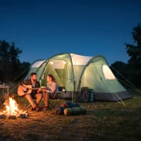 Outsunny Tienda de Acampada para 5-6 Personas Impermeable 3000mm+ con Bolsa de Transporte y Gancho 455x220x180 cm Verde(m-8)