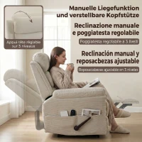 HOMCOM Fotoliu Reclinabil cu Funcție de Masaj și Încălzire, Chenille, Alb Crem(m-5)