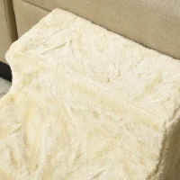 PawHut Escalera para Perros de 3 Peldaños con Funda Extraíble y Lavable Rampa para Perros para Cama Sofá 46x35x35 cm Beige(m-8)