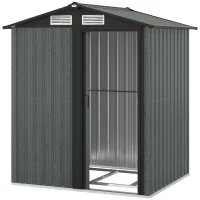 Outsunny Magazie de Grădină pentru Unelte din Oțel cu Acoperiș Înclinat și 4 Guri de Aerisire, 152x132x188 cm, Gri(m-12)