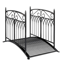 Outsunny Pont de Jardin en Métal Style Baroque Passerelle Décorative avec Garde-Corps 91cm et Charge 100kg Noir