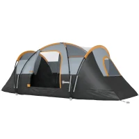 Outsunny Tente de camping familiale 5 pers. - tente tunelle ventilée - grande porte + 2 fenêtres gris clair(m-18)