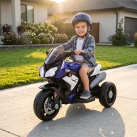 HOMCOM Moto Elettrica per Bambini 3-5 Anni Max. 25kg con Luci, Musica, Batteria 6V e Velocità 3km/h, 86x42x52 cm Blu(m-10)
