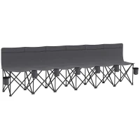 Outsunny 6 Seater Folding Camping Chair with Cup Holder & Carry Bag - Charcoal Grey(m-1)