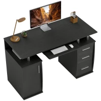 HOMCOM Computerschreibtisch, Computertisch 120 x 55 cm mit Tastaturauszug, 3 Schubladen, für Schlafzimmer, Zuhause, schwarz(m-8)