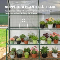 Outsunny Serre de jardin avec étagères, 123x187x189cm, petite serre avec porte enroulable, bâche PE haute densité 140 g/m², blanc(m-4)