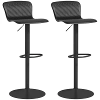 HOMCOM Set 2 scaune de bar cu spătar, rotative și cu înălțime reglabilă, polipropilenă, negru(m-12)
