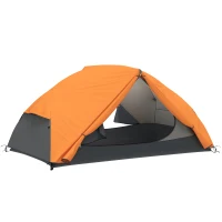 Outsunny Tenda da Campeggio 2 Posti con 2 Vestiboli, 2 Porte, 2 Finestre e Borsa di Trasporto, 2.8x2.25x1.1 cm, Arancione(m-1)