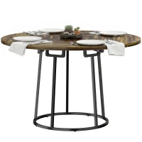 HOMCOM Dining Table Space Saving Kitchen Table Spliced Tabletop Conical Metal Base 120 cm Round Rustic Brown(m-12)