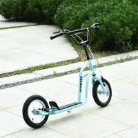 HOMCOM Patinete Infantil de +5 Años con Manillar Ajustable en Altura y Estructura de Acero Carga 100 kg 120x58x75-80 cm Azul(m-10)