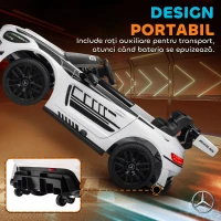 AIYAPLAY Auto Electric pentru Copii de 3-8 Ani Mercedes-AMG 12V cu Telecomandă, Faruri LED, Roți pentru Transport, Alb(m-6)